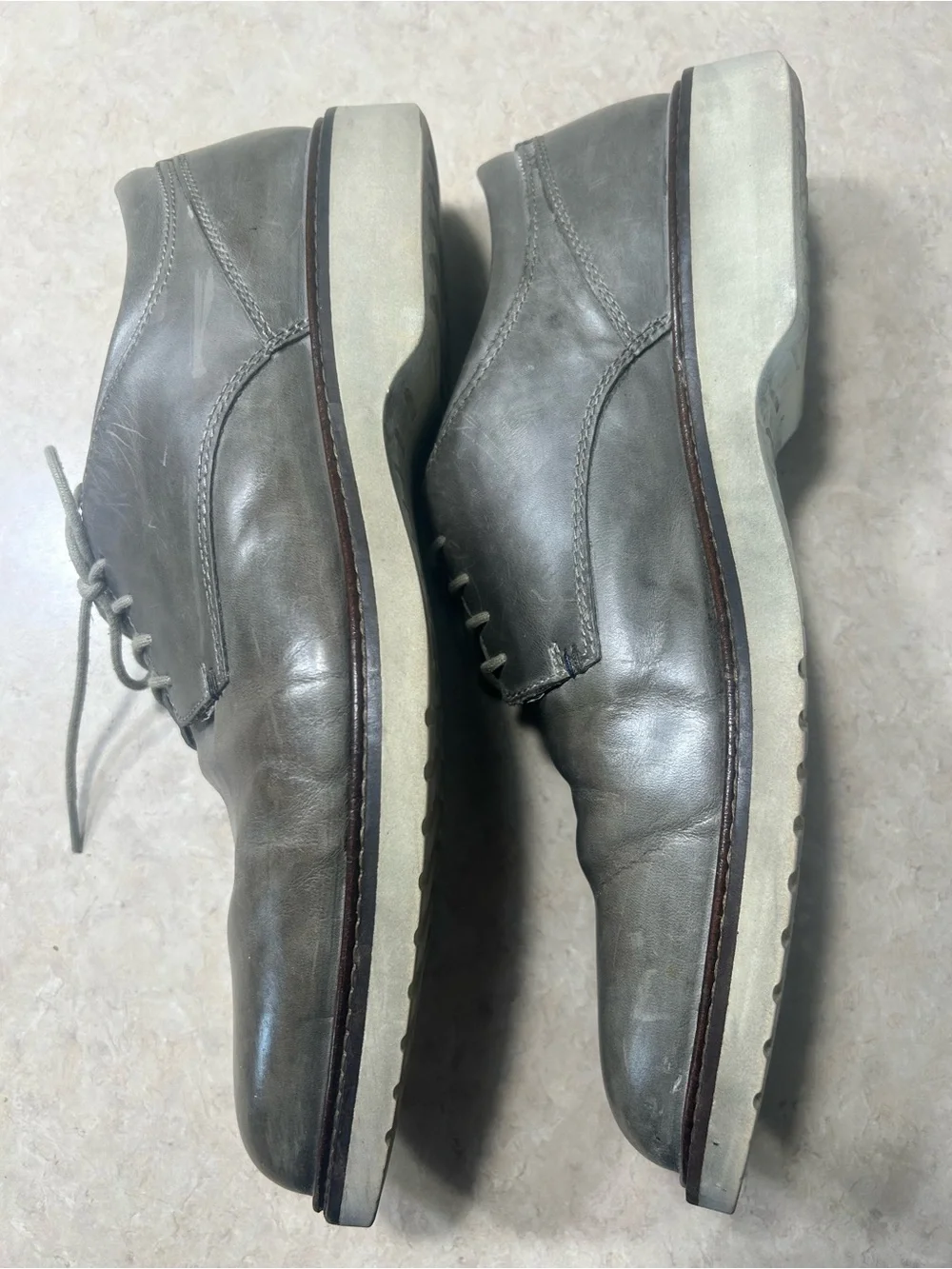 ECCO Men’s Gray Leather Derby Shoes Size 12 Comfort Lace Up Casual Dress